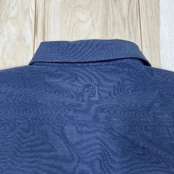 FootJoy Mens Navy Texture Print Stretch Pique Golf Polo T-Shirt Size X-Large - Picture 5 of 9